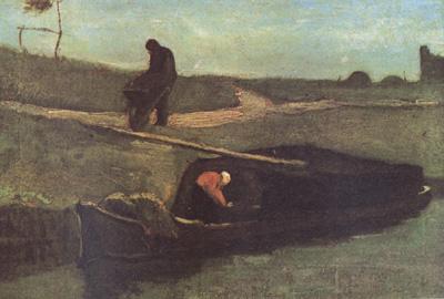 Vincent Van Gogh Peat Boat with Two Figures (nn04) Germany oil painting art